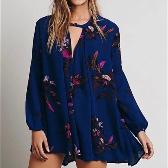 Free People Tree Swing Tunic Blue Size Medium - Picture 1 of 7